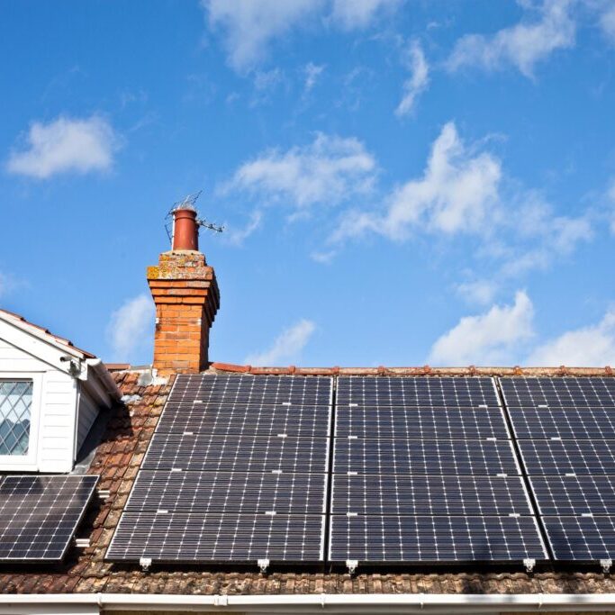 a house with a roof covered in solar panels